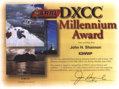 Picture of my 2k DXCC award